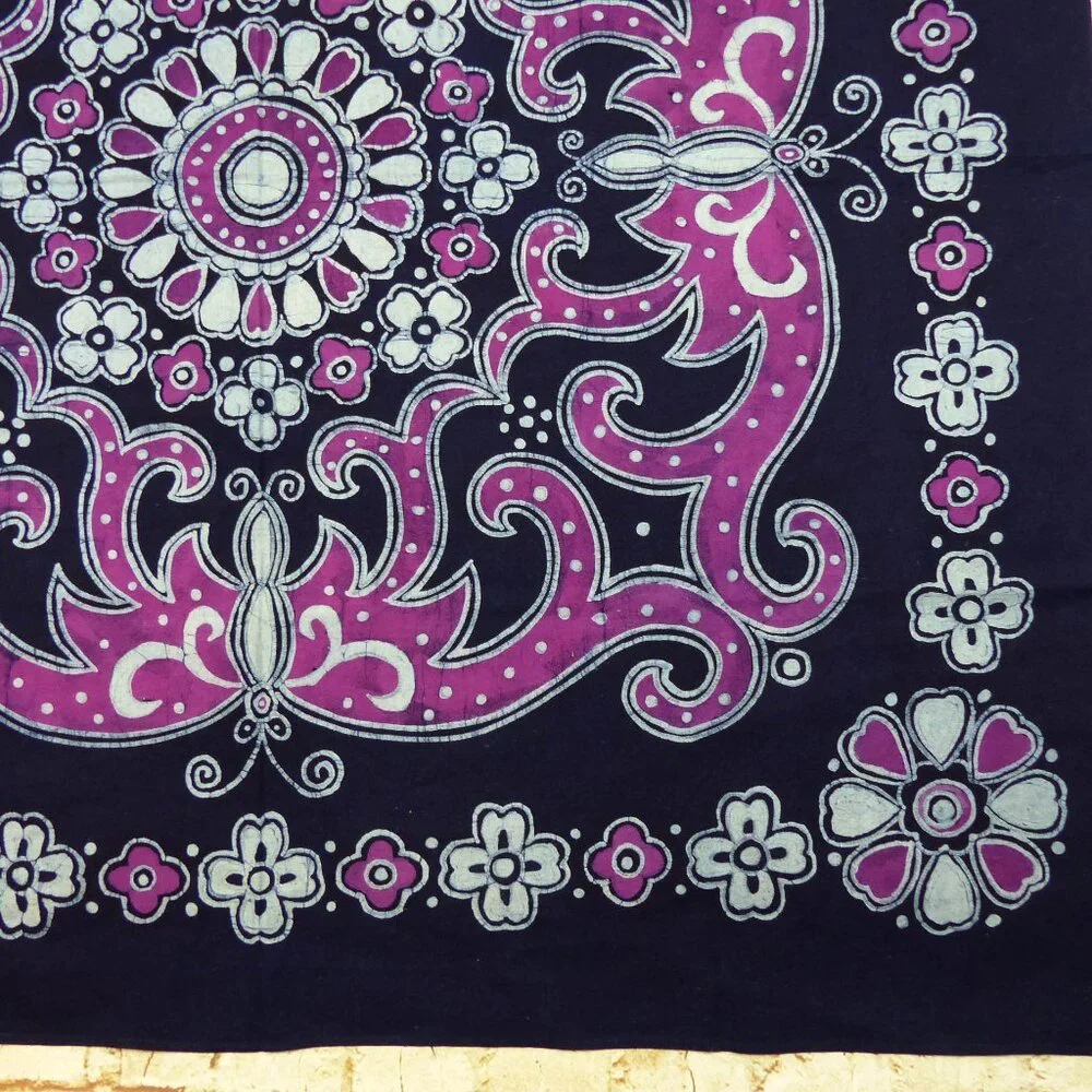 Tapestry Indigo Blue Violet Floral Print Square Wall Art Decor Boho 45 ¼ X 44